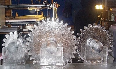 Ice clock gears from Plymouth Ice Fest